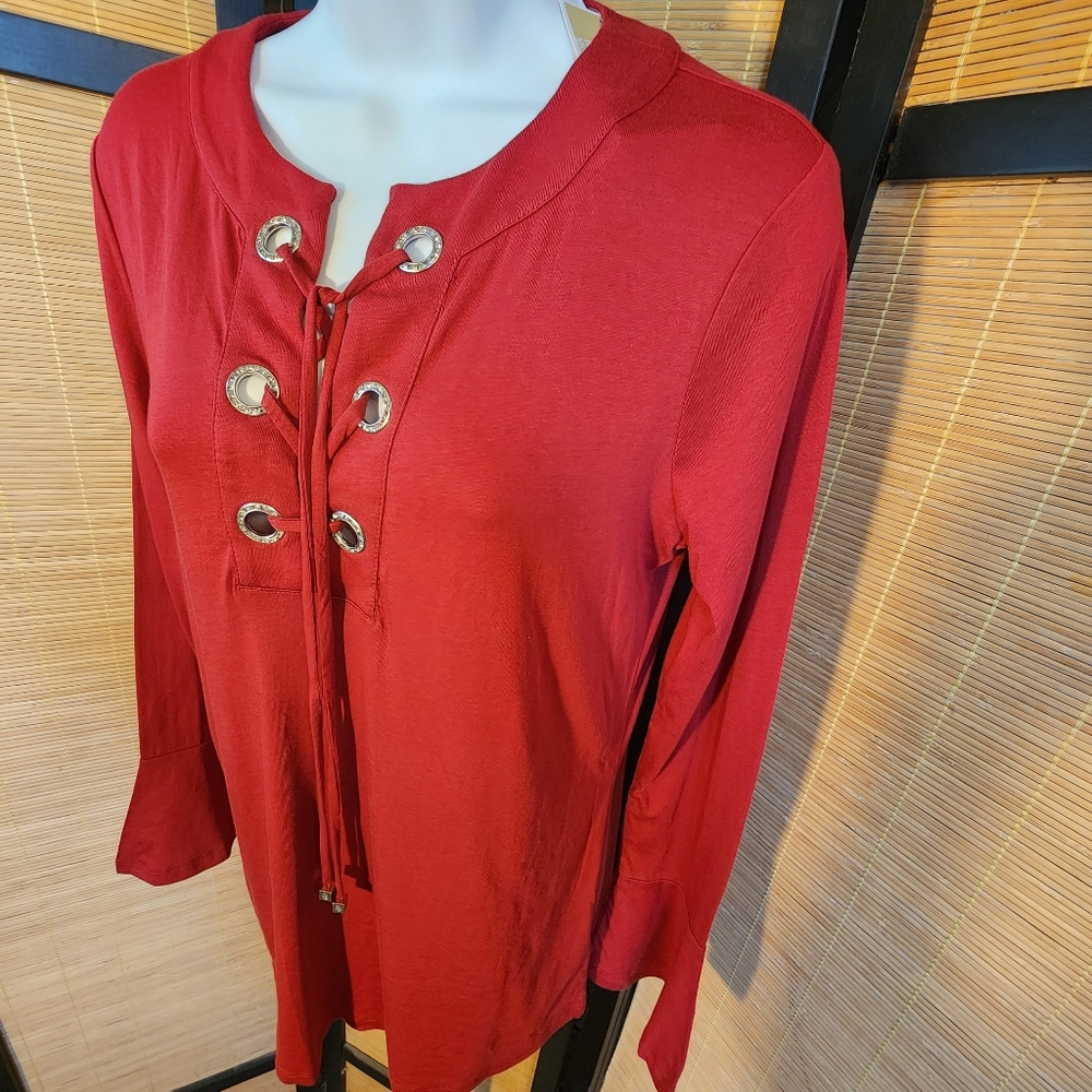 Michael Kors Red Lace-Up Women's Top